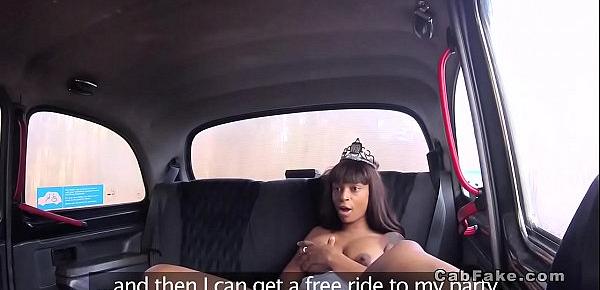  Natural busty ebony bangs in fake taxi